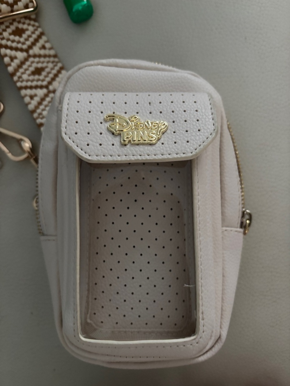 Disney Cream Pin Display Mini Crossbody with Gold Logo